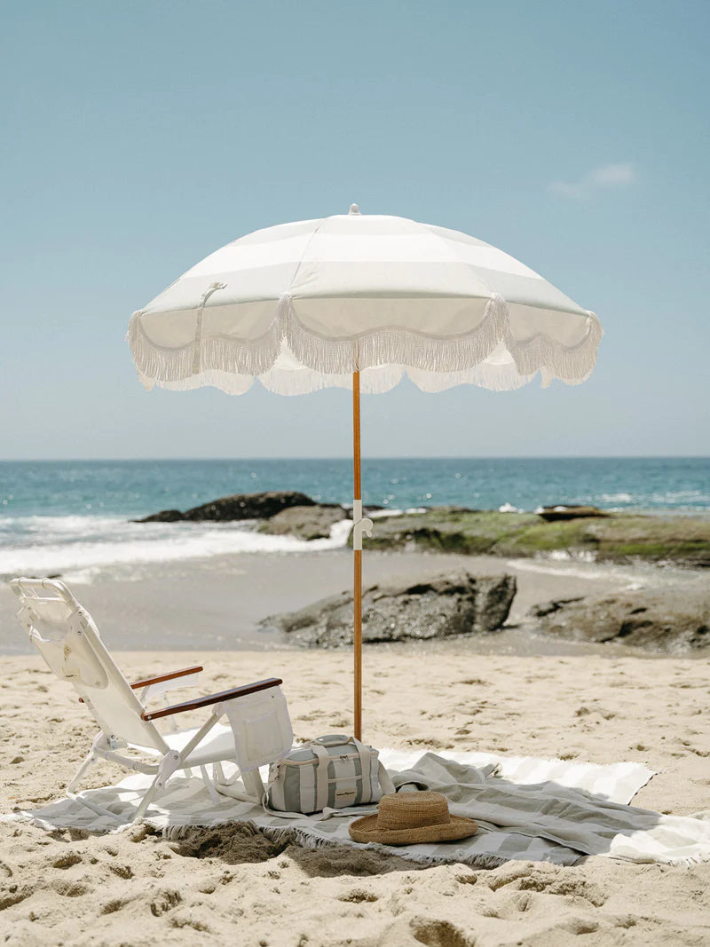 Holiday Beach Umbrella - Sage Green Stripe
