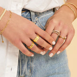 Eros Gold Textured Ring | Large