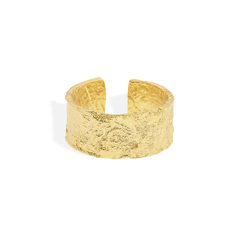 Eros Gold Textured Ring | Large