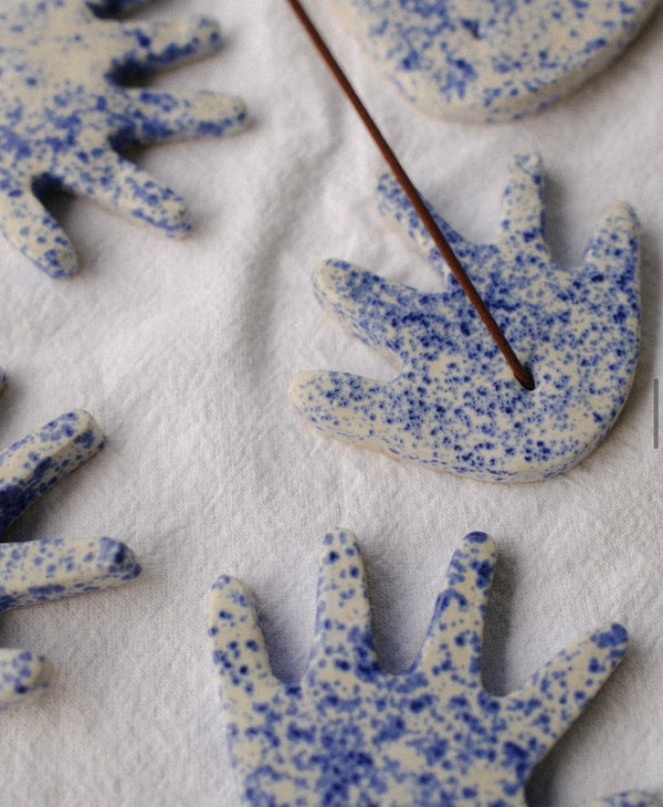 Ceramic Incense Holder | Blue Hand