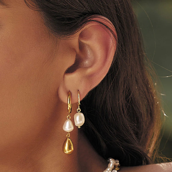 Arianna Pearl and Gold Earrings