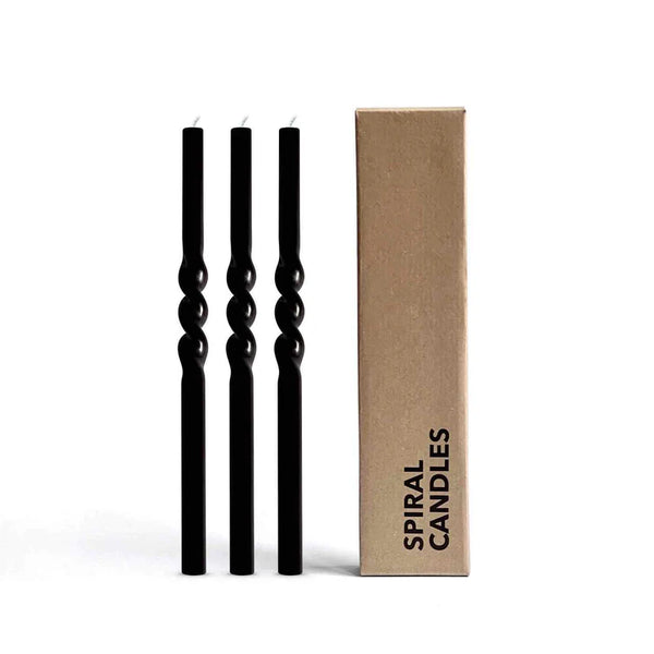 Spiral Tapers Candles | Black | Set of 3