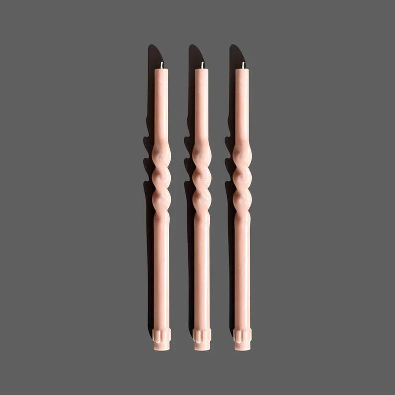 Spiral Tapers Candles | Clay | Set of 3