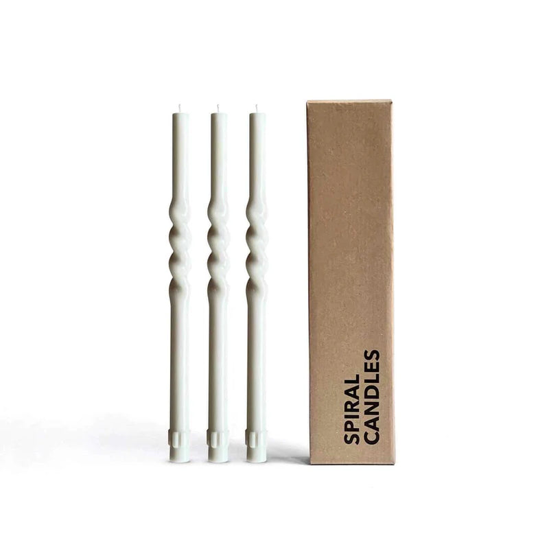Spiral Tapers Candles | White | Set of 3