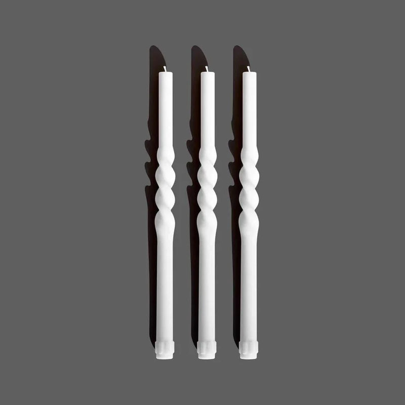 Spiral Tapers Candles | White | Set of 3