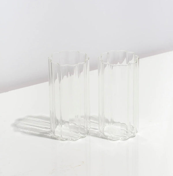 Fazeek Two Wave Highball Glasses (Set) - Clear
