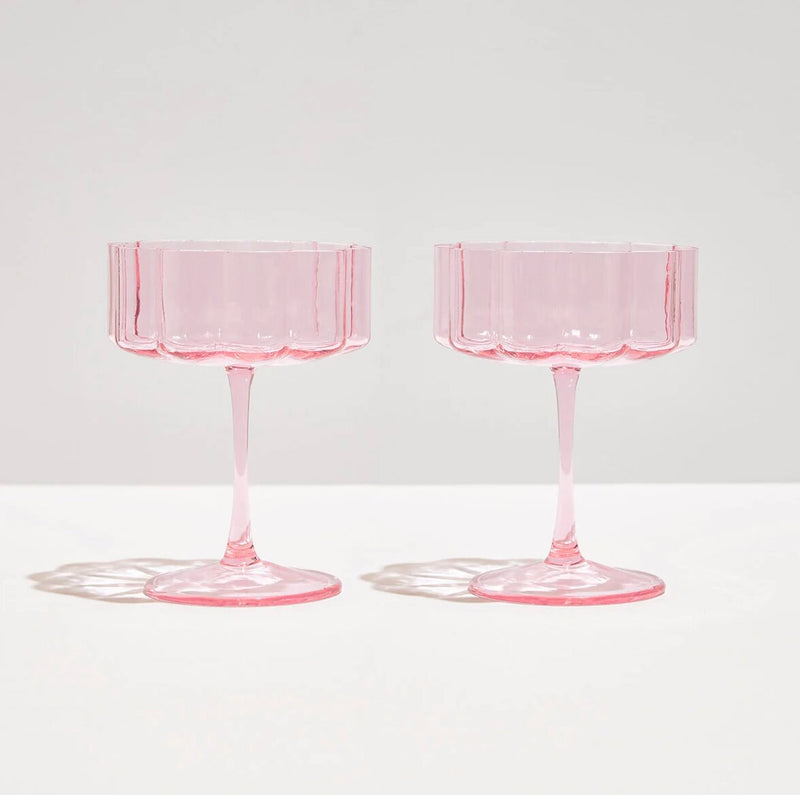Fazeek Two Wave Coupe Glasses (Set) - Pink
