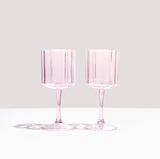 Fazeek Two Wave Wine Glasses (Set) - Pink