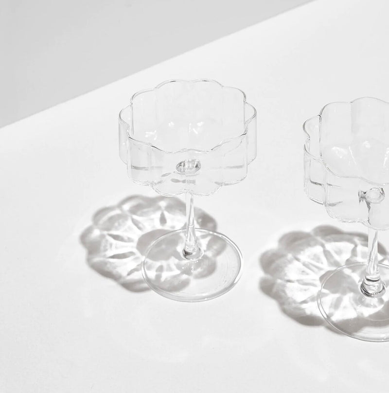 Fazeek Two Wave Coupe Glasses (Set) - Clear