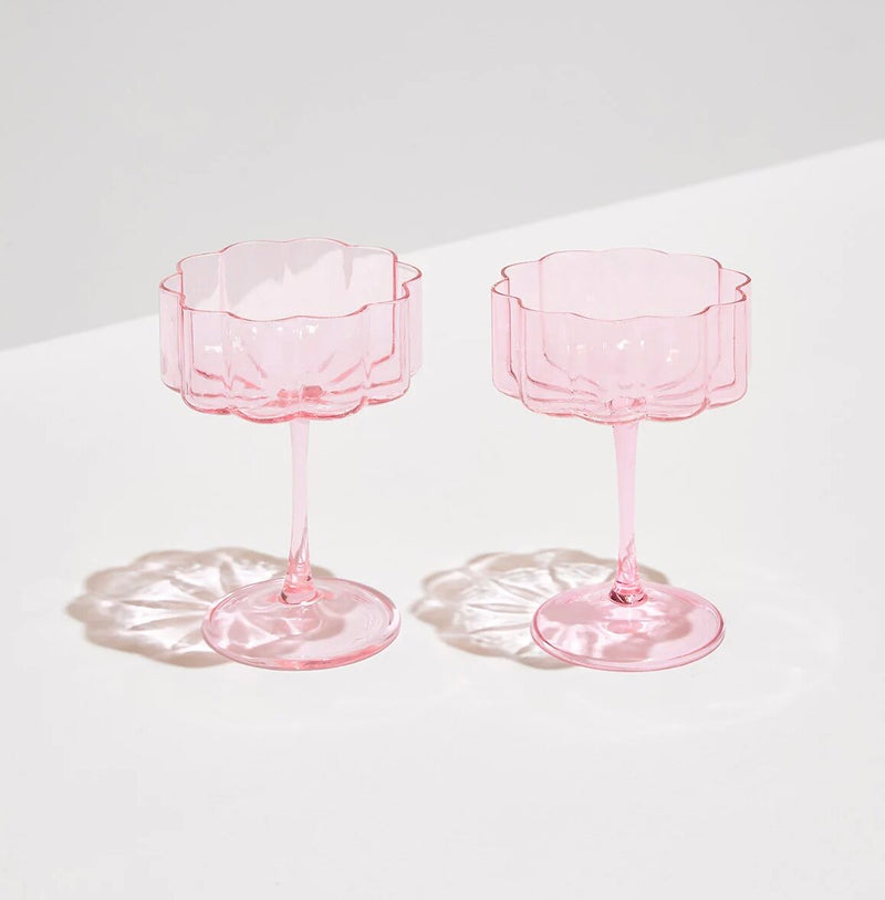 Fazeek Two Wave Coupe Glasses (Set) - Pink