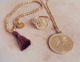 A La Collection Palm Tree Large Coin Necklace